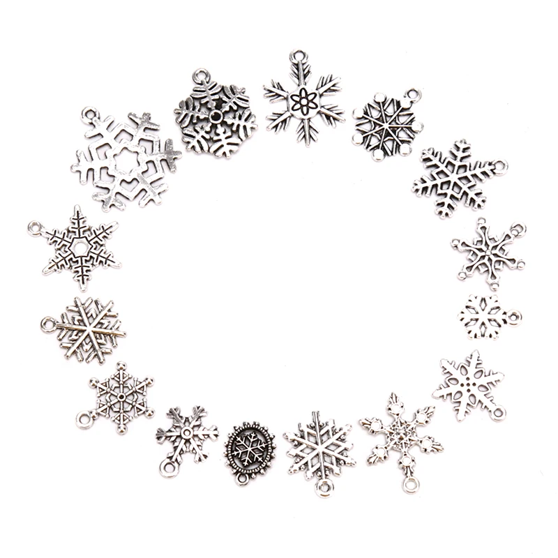 15 шт./компл. подвески в виде снежинок Античная решений Подвеска Fit Винтаж
