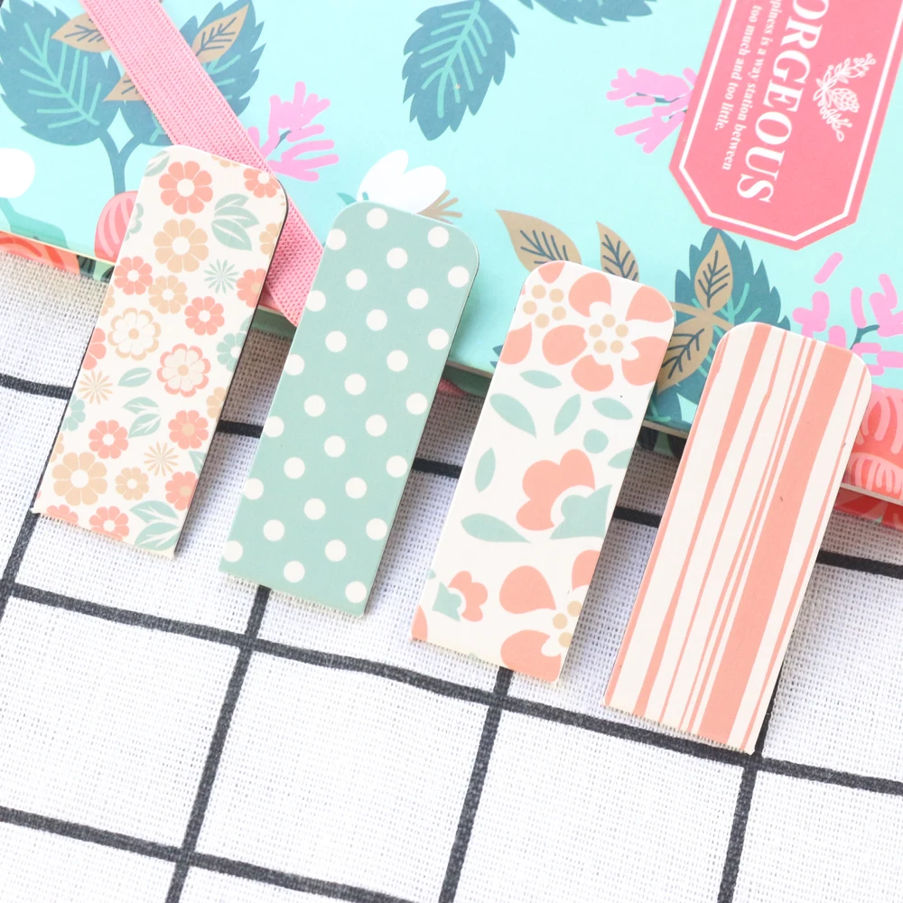 

Domikee New candy Korean flower pattern school student magnetic bookmarks set for book gift stationery supplies 4pcs/lot