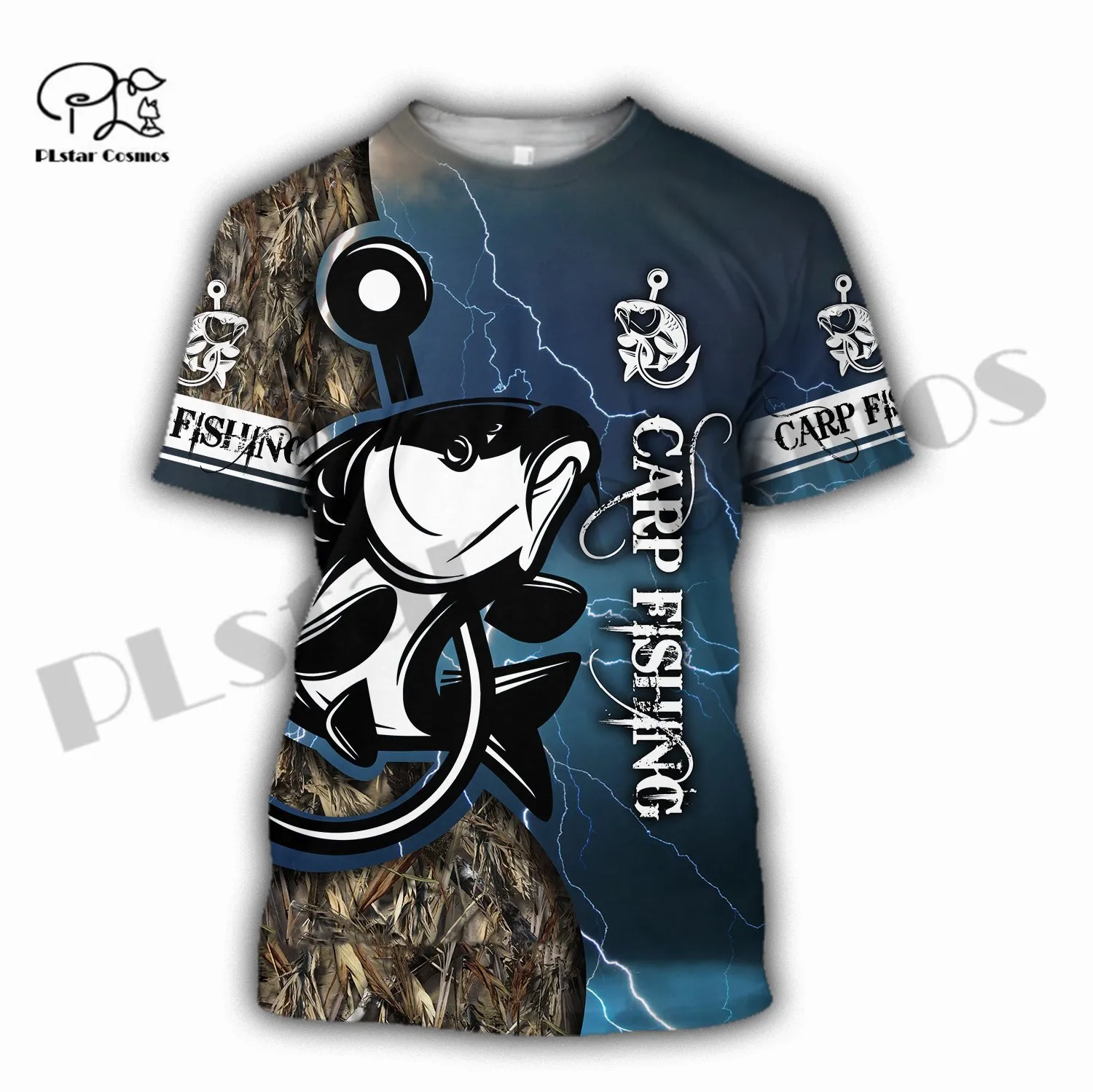 

PLstar Cosmos 3DPrint Newfashion Summer Fish Fisherman Art T-Shirt Shorts Sleeve Casual Unique Funny Harajuku Streetwear Style-1