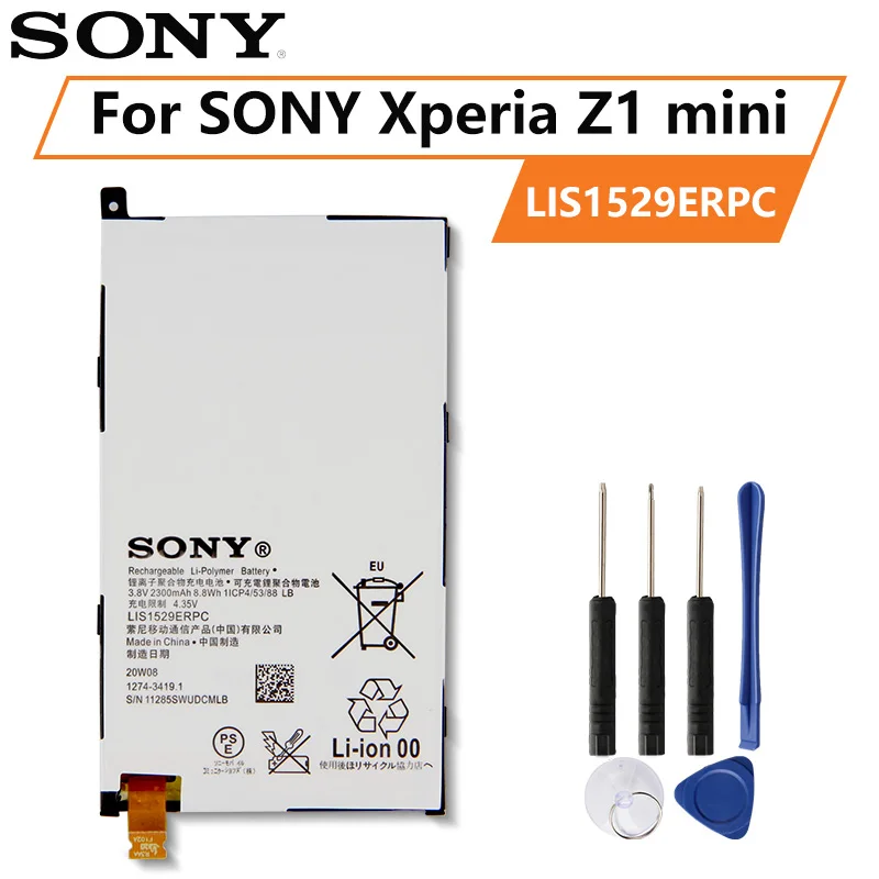 Оригинальный аккумулятор SONY для Xperia Z1 mini Compact D5503 M51w LIS1529ERPC 2300mAh подлинный Сменный