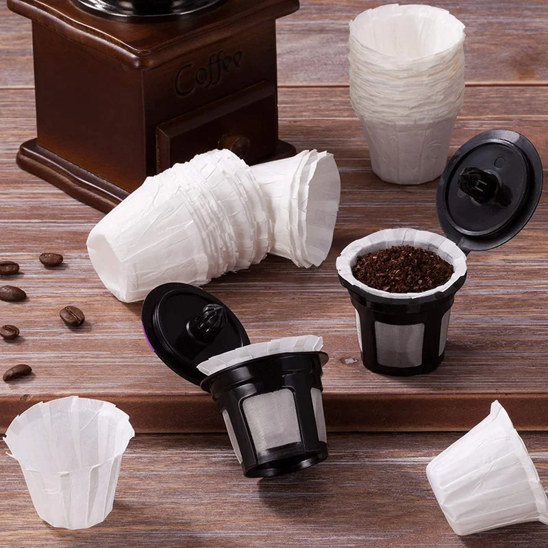 

LBER Disposable Paper Coffee Filters, Keurig K Cup Paper Filters for Single Brewer Reusable Cups, K-Cup Coffee Pods