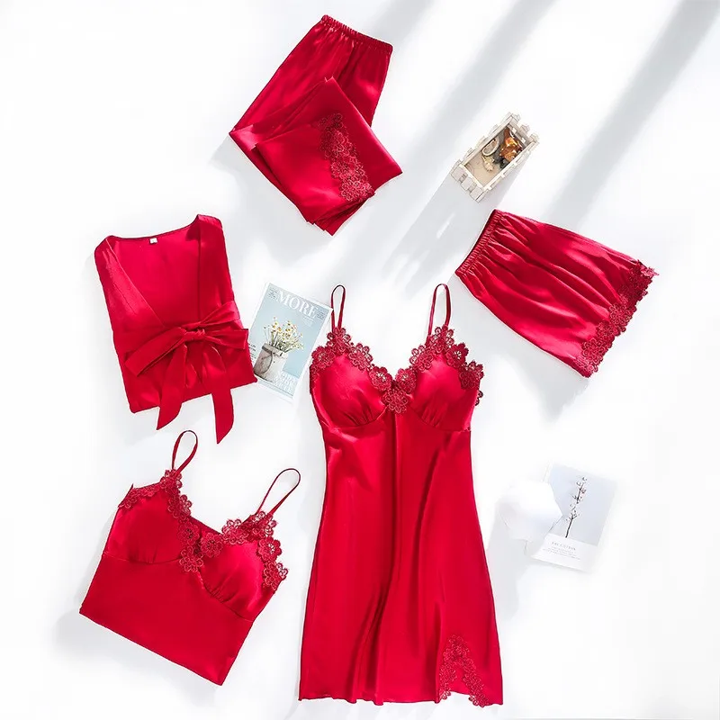 Сезон весна лето Женская одежда для сна костюм сексуальная ночная рубашка халат