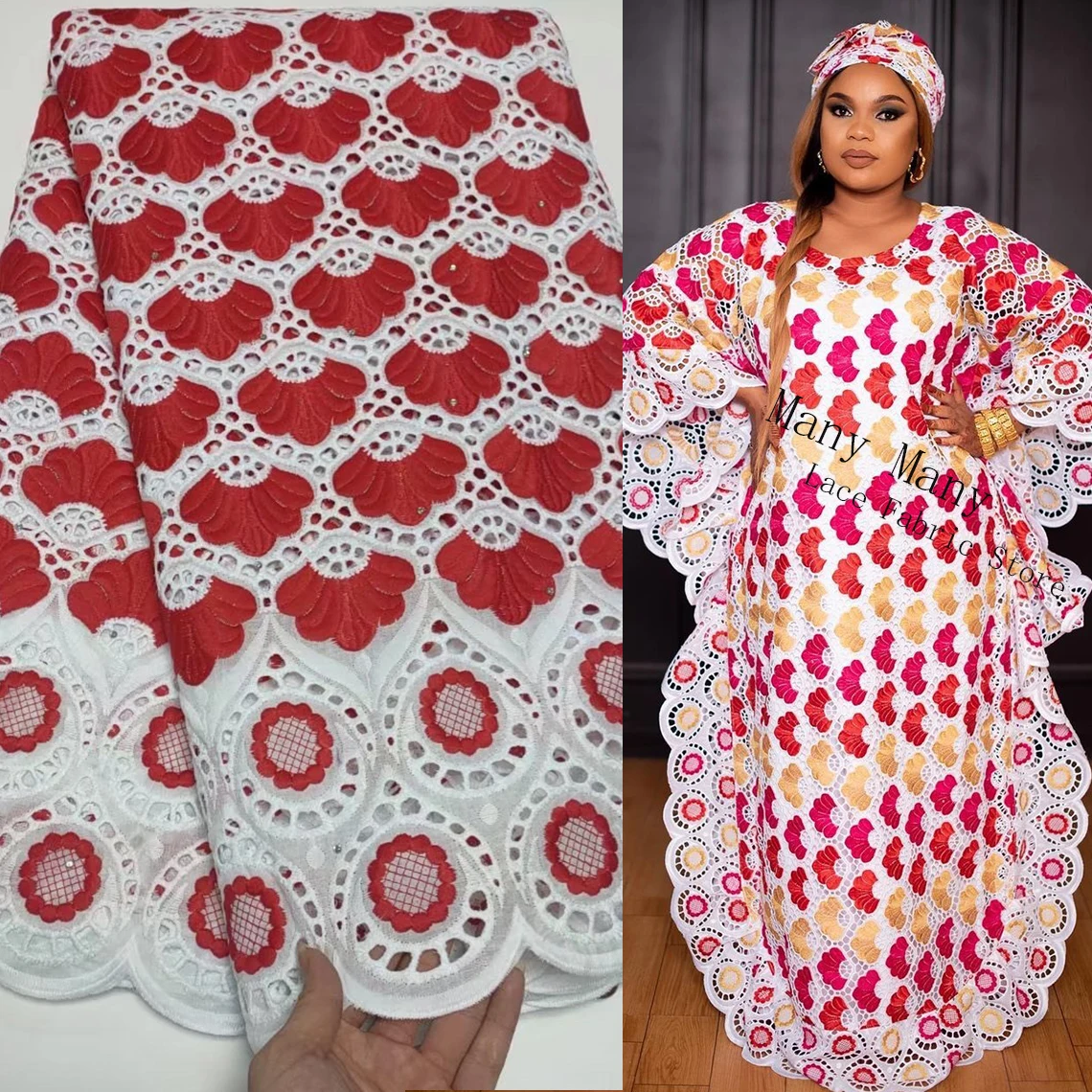 

Rhinestones 100% Cotton Guipure Fabric High Quality 2021 Congo Ankara Embroidered Stones Traditional Wedding Dress Cord Dry Lace