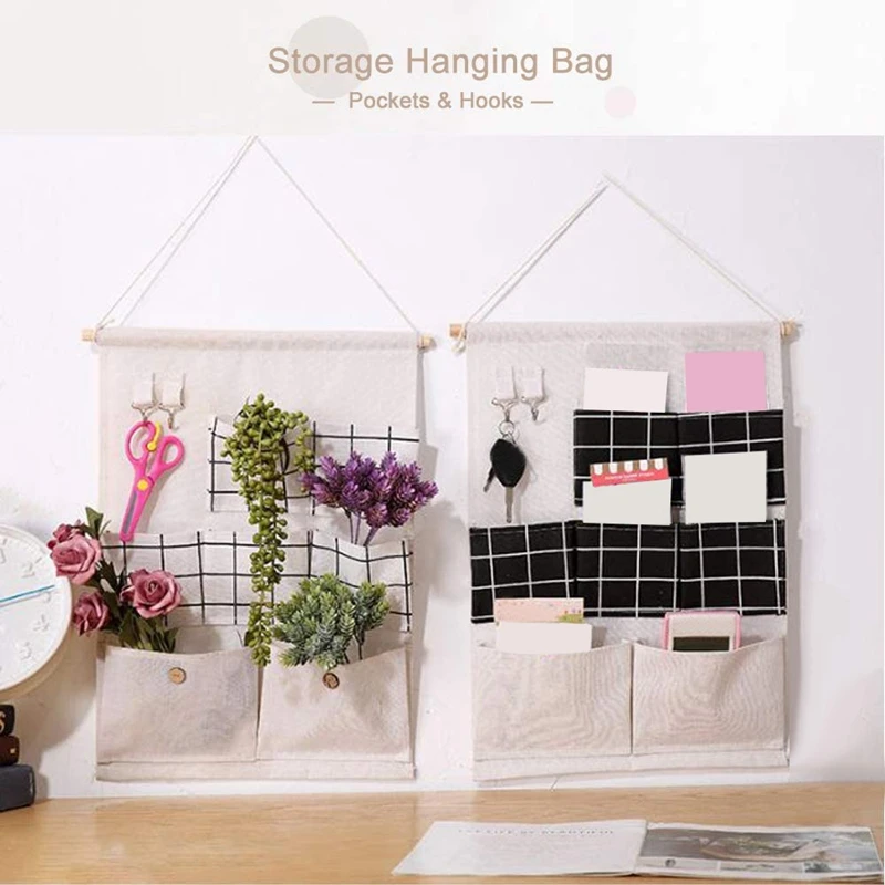 

2 Packs over the Door Hanging Storage Bag with 7 Pockets & 2 Hook,Waterproof Organizer Bag for Bedroom Bathroom Closet