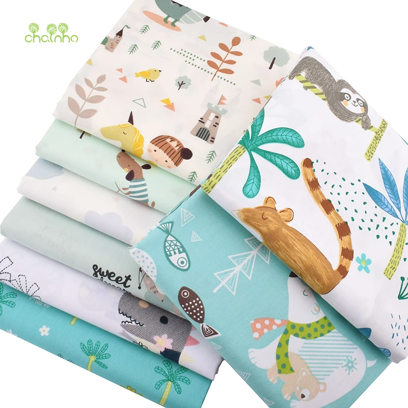 Chainho 8 шт./лот мультяшная серия саржевая хлопчатобумажная ткань с принтом