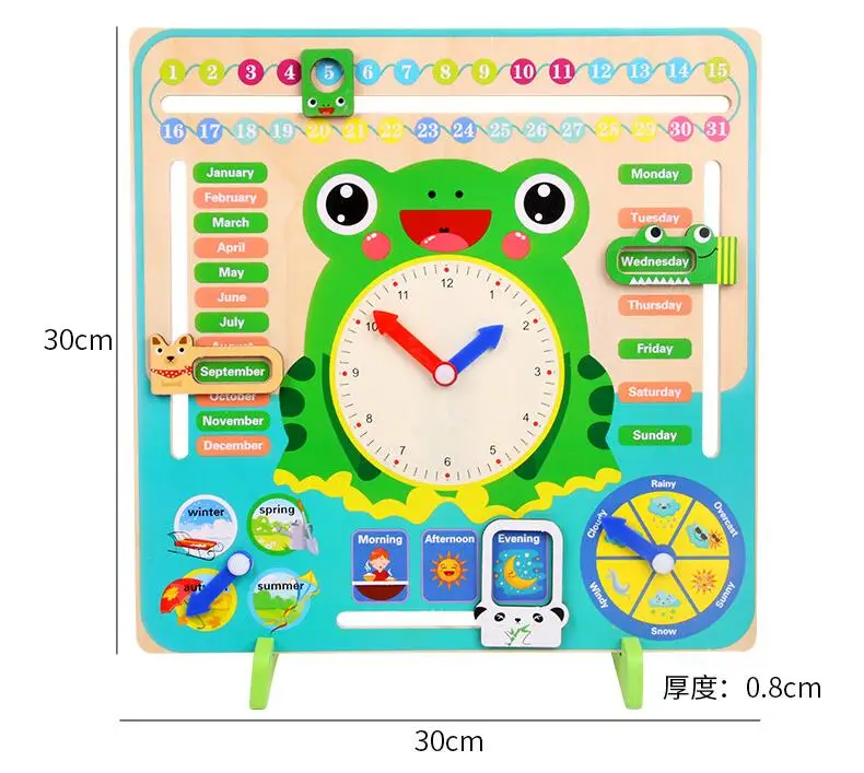 

Montessori Weather calendar clock Wooden Toys Calendar Clock Time Cognition Preschool Educational Teaching Aids Toy For Children