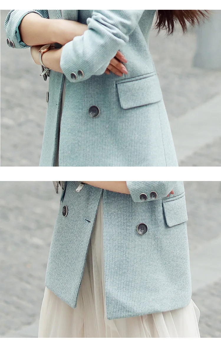 

Slim-fit women's jacket with high quality 2019 new temperament small plaid in the long ladies suit Winter office blazer Female