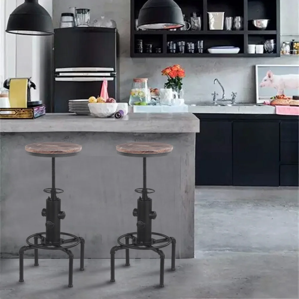 Металлический индустриальный барный стул iKayaa с регулируемой высотой поворотный