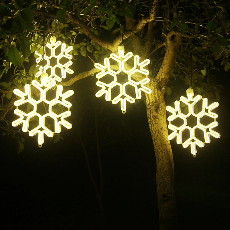 

LED Flashing Lights Party Decoration Simulator Snowflakes Stars Lights Hanging Ornament Christmas Trees Decoration Pendants