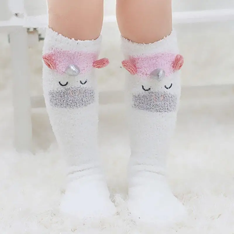 

Christmas Children's Christmas Socks Baby Socks Slip-resistant Kids Coral Fleece Cute Cartoon 1-10Y Knitting Tight Baby