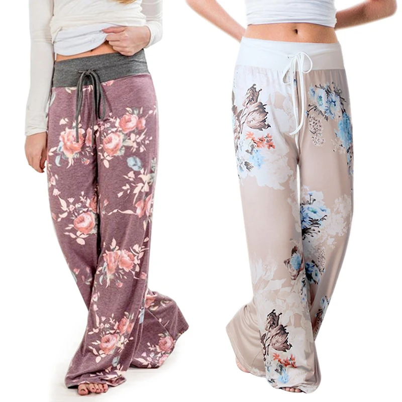 

2X Women's Joggers Pants Sports Yoga Pants Trousers Wide Leg Pant High Waist Sweatpants Size XXL Khaki/Purple