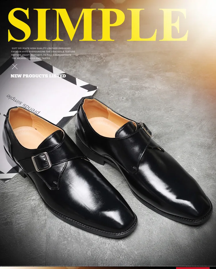 

Men's Shoes British Style Pointed Shoes Men's Fashion Pointed Business Dress Buckle Men's Shoes Thick Soled Shoes Men's YX179