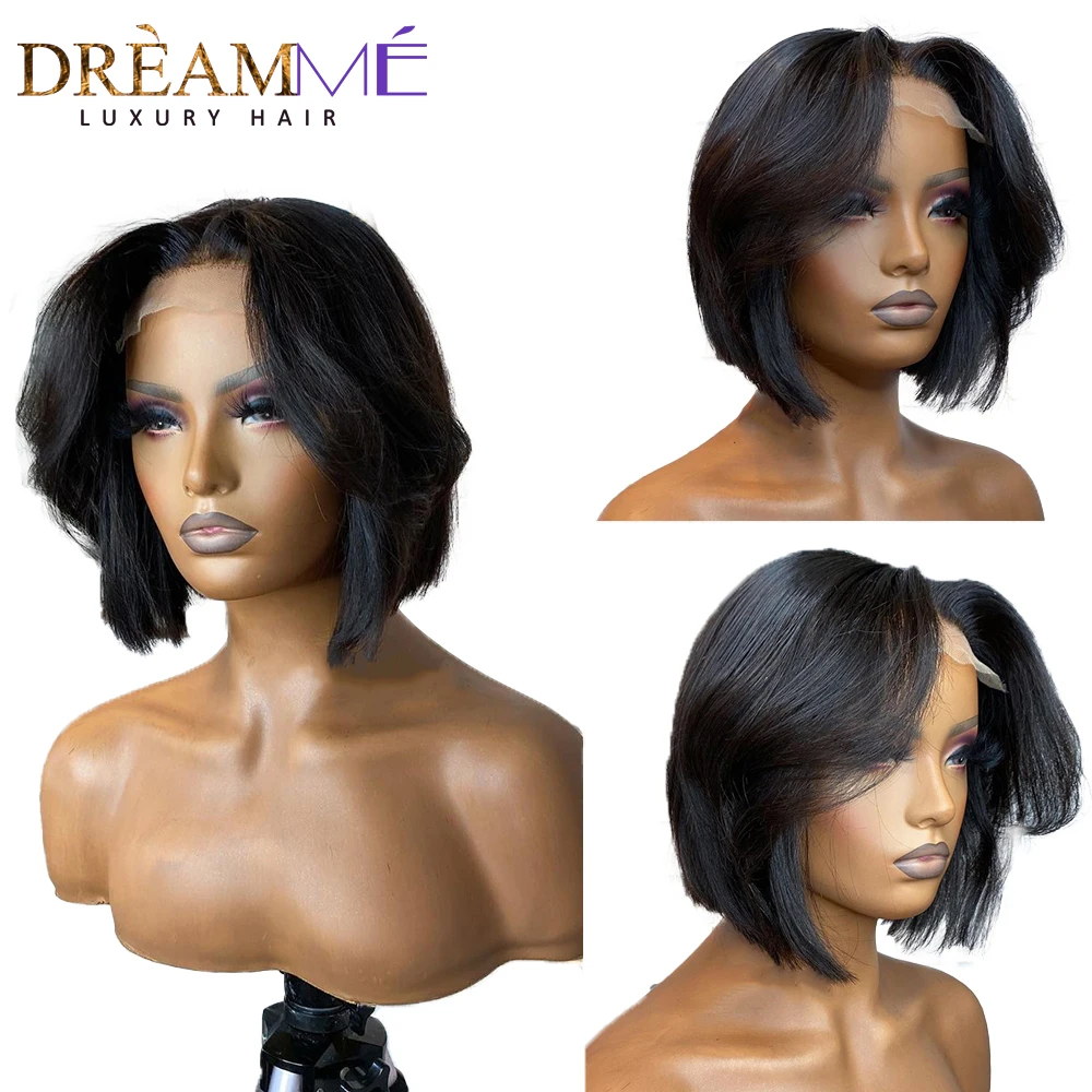 Короткий парик из человеческих волос прямые волосы бразильский естественный