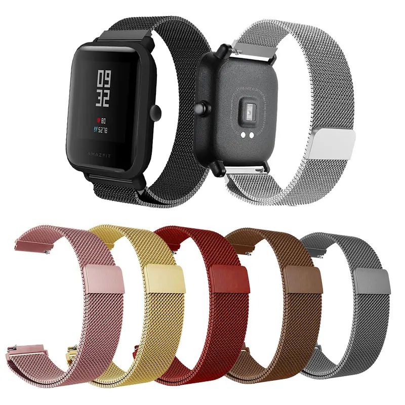 Для Amazfit Pace Bip Xiaomi Huami ремешок Миланская петля часы из нержавеющей стали лента