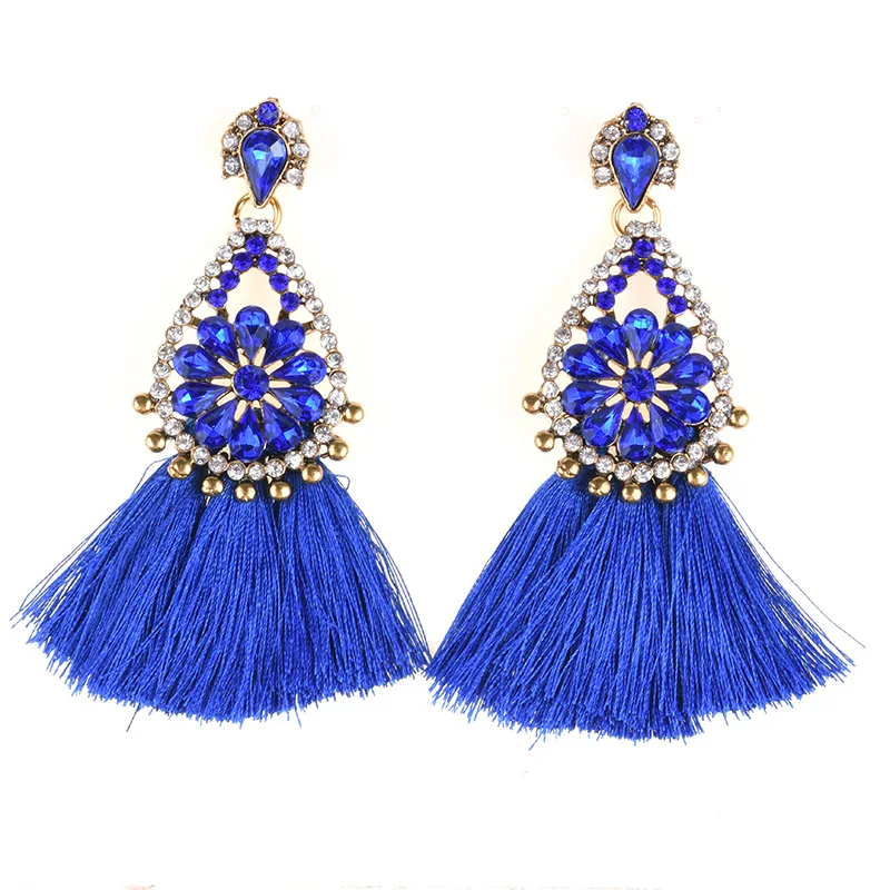 

Fashion Tassel Earrings Bohemian Statement Earrings for Women Long Earings Jewelry Drop Earrings Metal with Crystals Red Earings