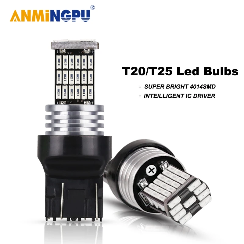 ANMINGPU 2x сигнальная лампа T20 светодиодный W21W 7440 7443 W21/5W 4014SMD T25 3157 P27/7W 3156 P27W стоп