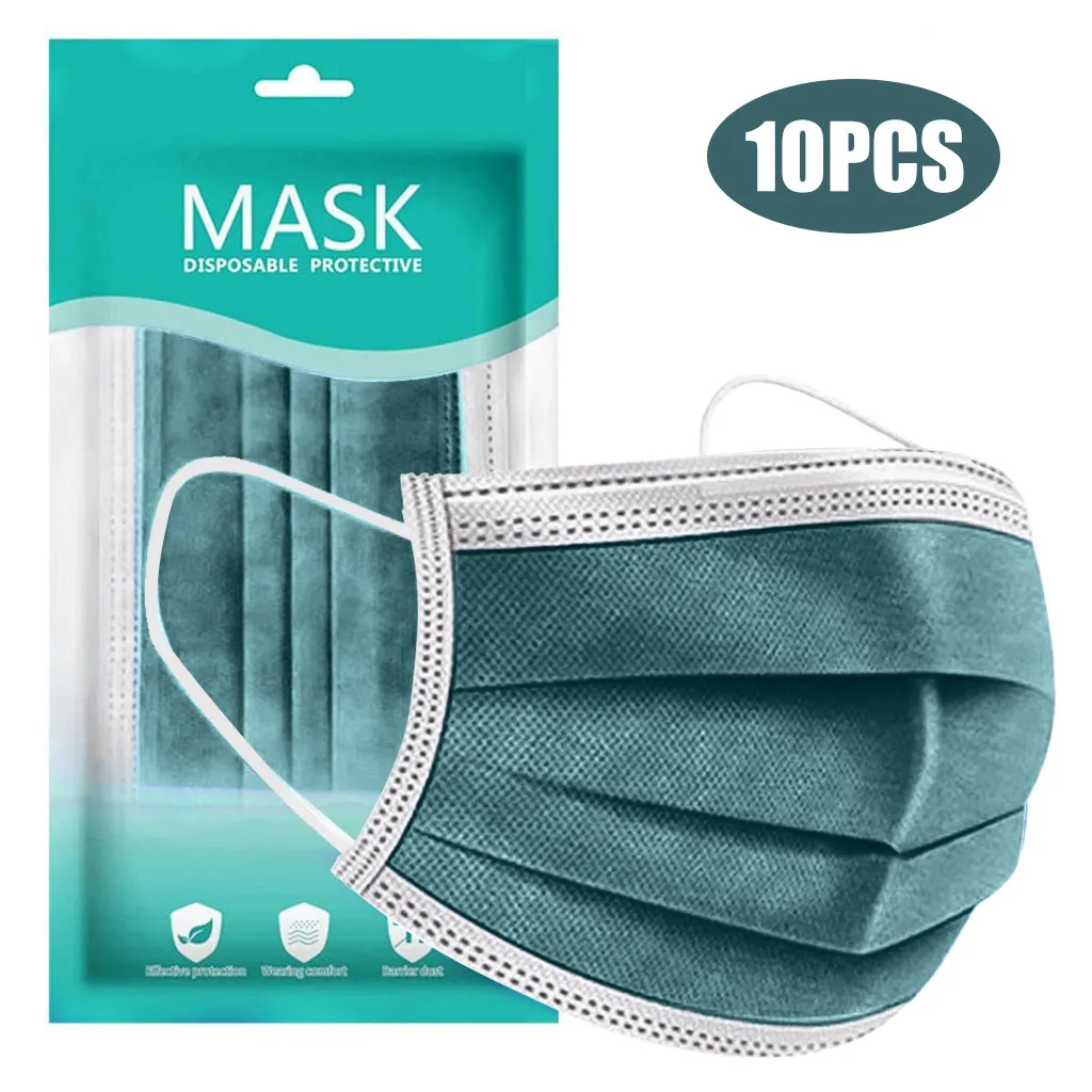 

Disposable 10-100PCS Non-woven Face Mask Fashion Adult Breathing Solid 3Ply Mouth Cover Mouth Mask With Design Masque Mariage