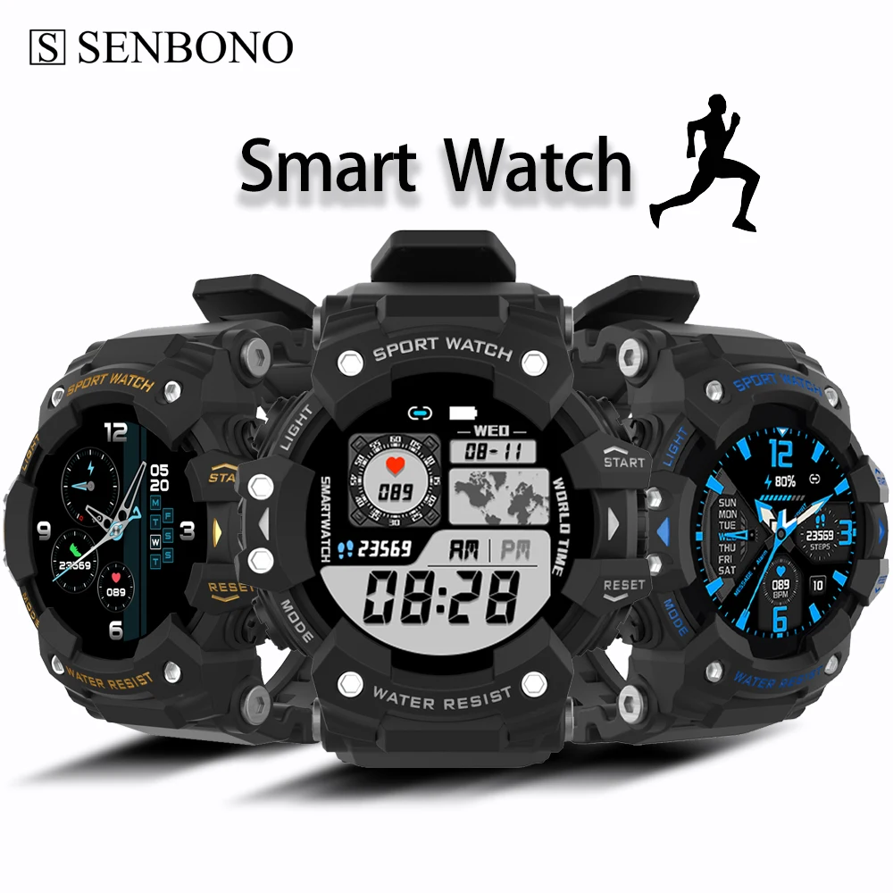 

SENBONO LC11 IP68 Waterproof Men Smart Watch Sports Outdoor Sport Smartwatch Men Spo2/HR/BP Fitness Tracker Smart Clock