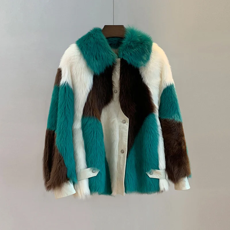 

SHZQ New Luxury Colorful Real Sheep Fur Coat Winter Jacket Women Genuine Fur and Genuine Sheepskin Leather Outerwear Coats