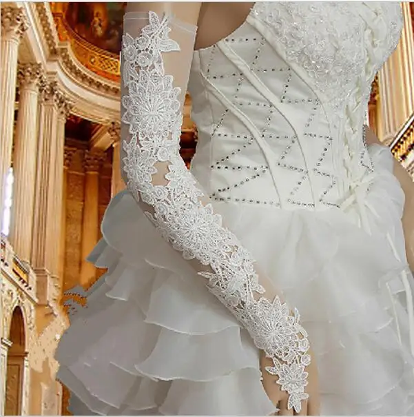 Bride Hollow Lace Wedding Gloves Lengthened Bridal Gloves White Ivory Fingerless Long Wedding Accessories 2020