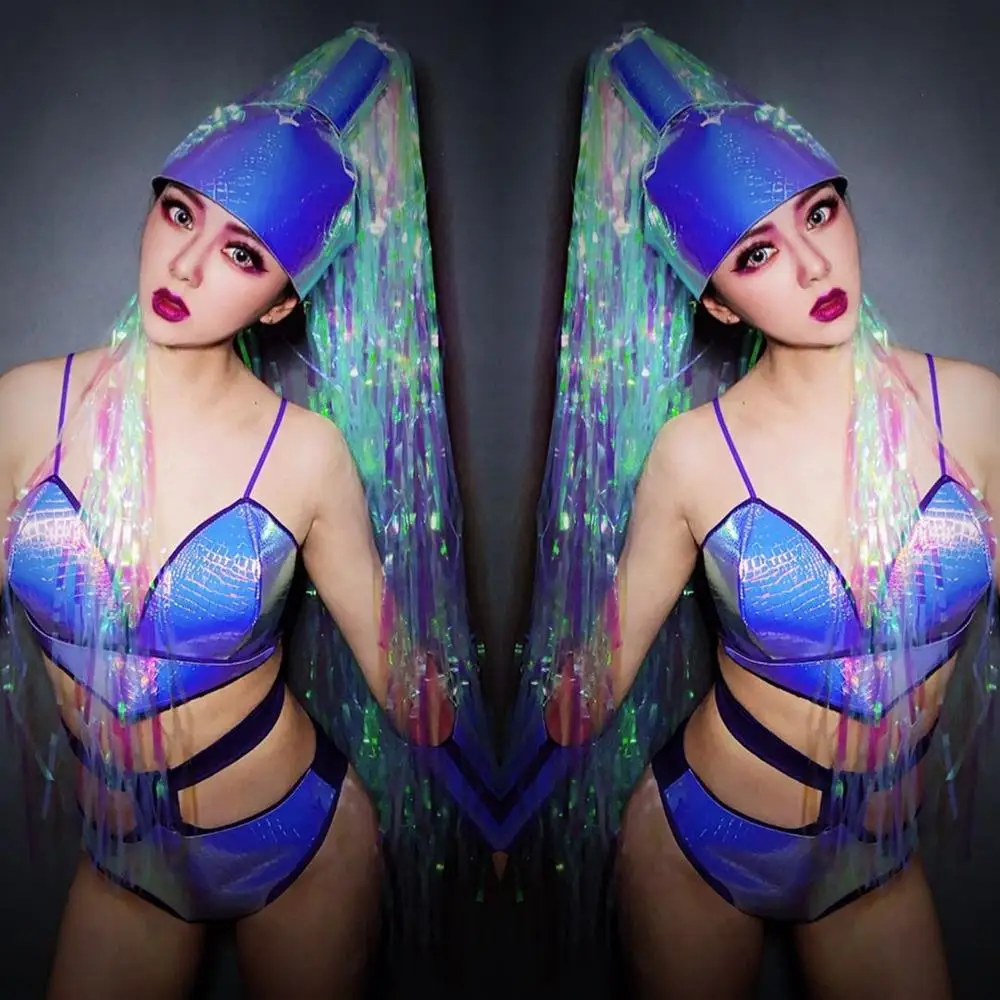 

Laser Bikini 4-piece Set Sexy Women Singer Dancer Stage Wear Party Show Dance Costume Nightclub Bar DJ Performance Outfit