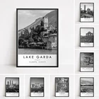 Постер с Италией с принтом озер Гарда для путешествий постер с Италией черно-белый для спальни домашний декор