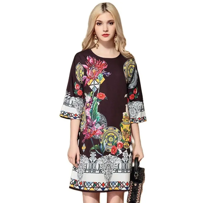 LD LINDA DELLA 2020 весеннее модное подиумное черное винтажное свободное платье для