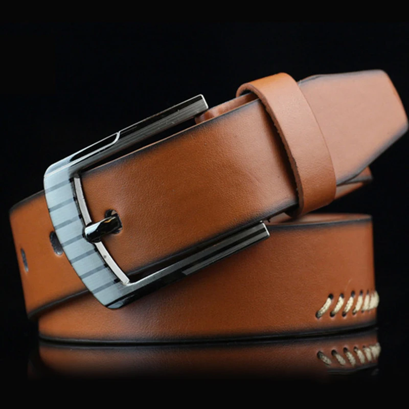 Мужской ремень из ПУ кожи VRCHIC повседневный с пряжкой в стиле ретро коричневый