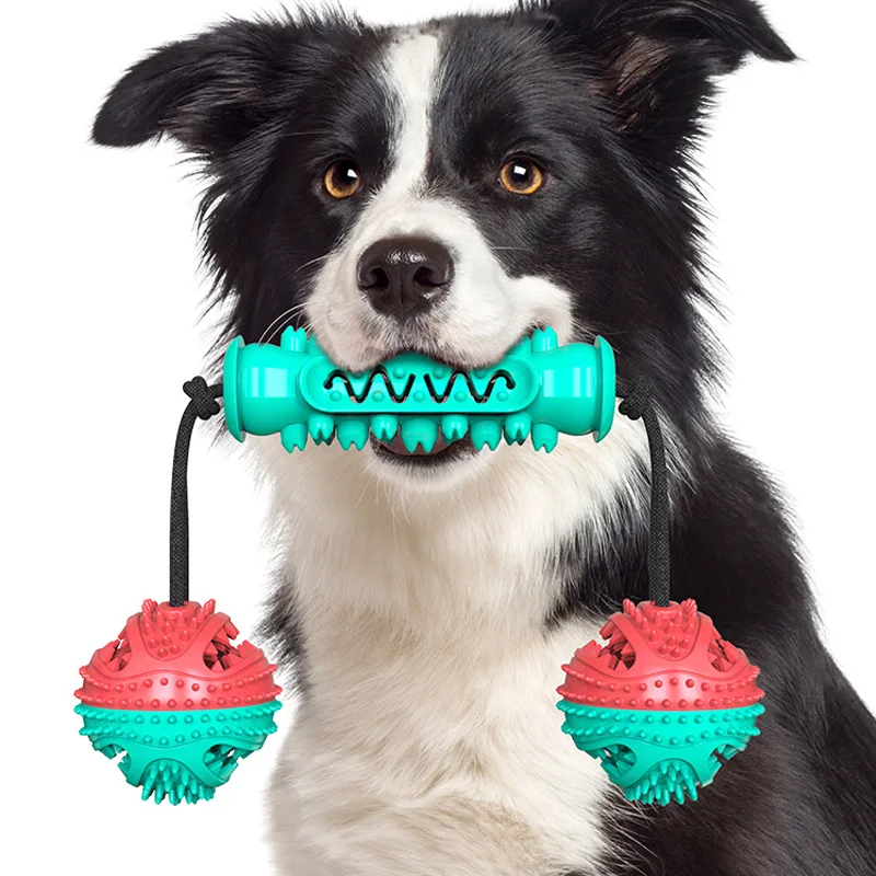 

Dog Toys Dog Teeth Cleaning Toys Dog Chew Toy Ball Rubber Food Treat Dispensing Toys Pet Chew Bite Tooth Cleaning Toothbrush