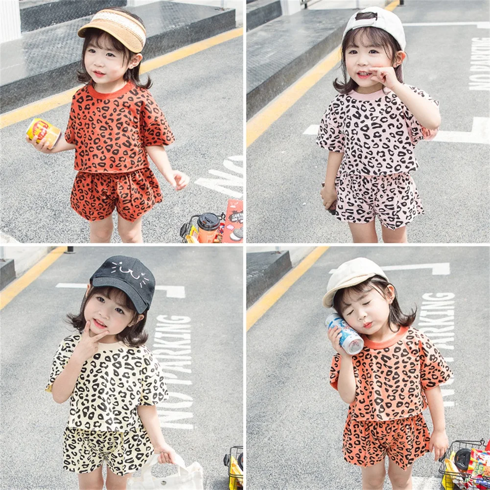 

Newest Fashion Toddler Baby Girl Clothes Summer 2020 Short Sleeve T-Shirt Tops Short Pants 2Pcs Outfits Leopard Print Set