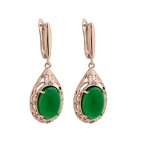 new trend 2021 earrings 585 rose gold oval shape drop earrings women natural zircon unusual earrings wedding fashion jewelry