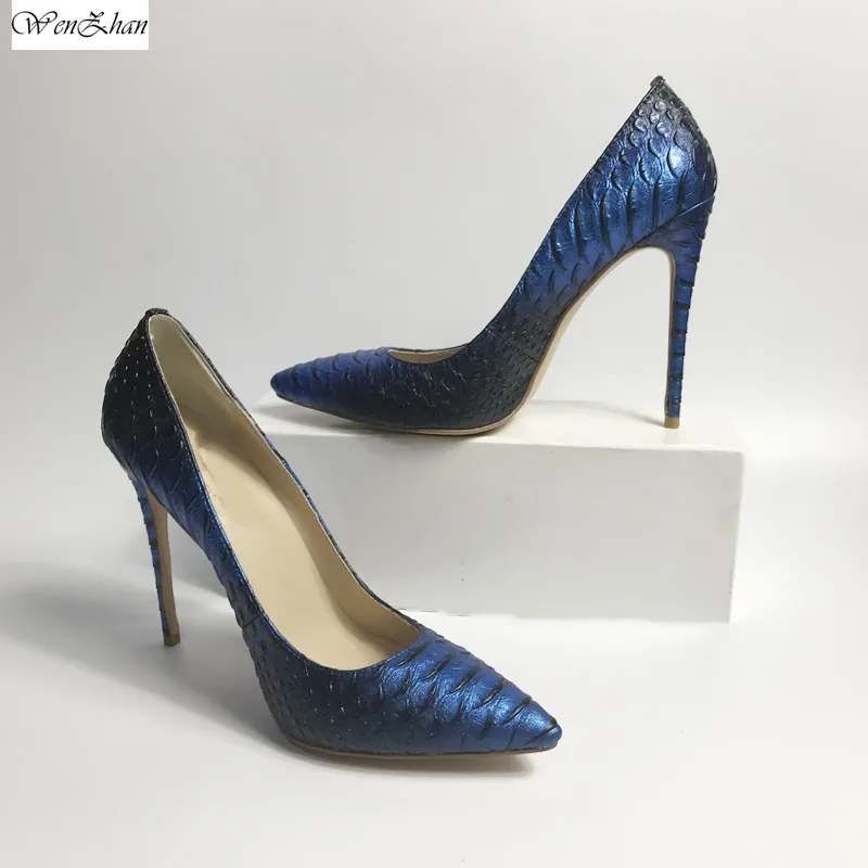 

WENZHAN/очень пикантные туфли-лодочки на высоком каблуке без застежки; женская обувь для вечеринок; женские свадебные туфли из змеиной кожи; ...