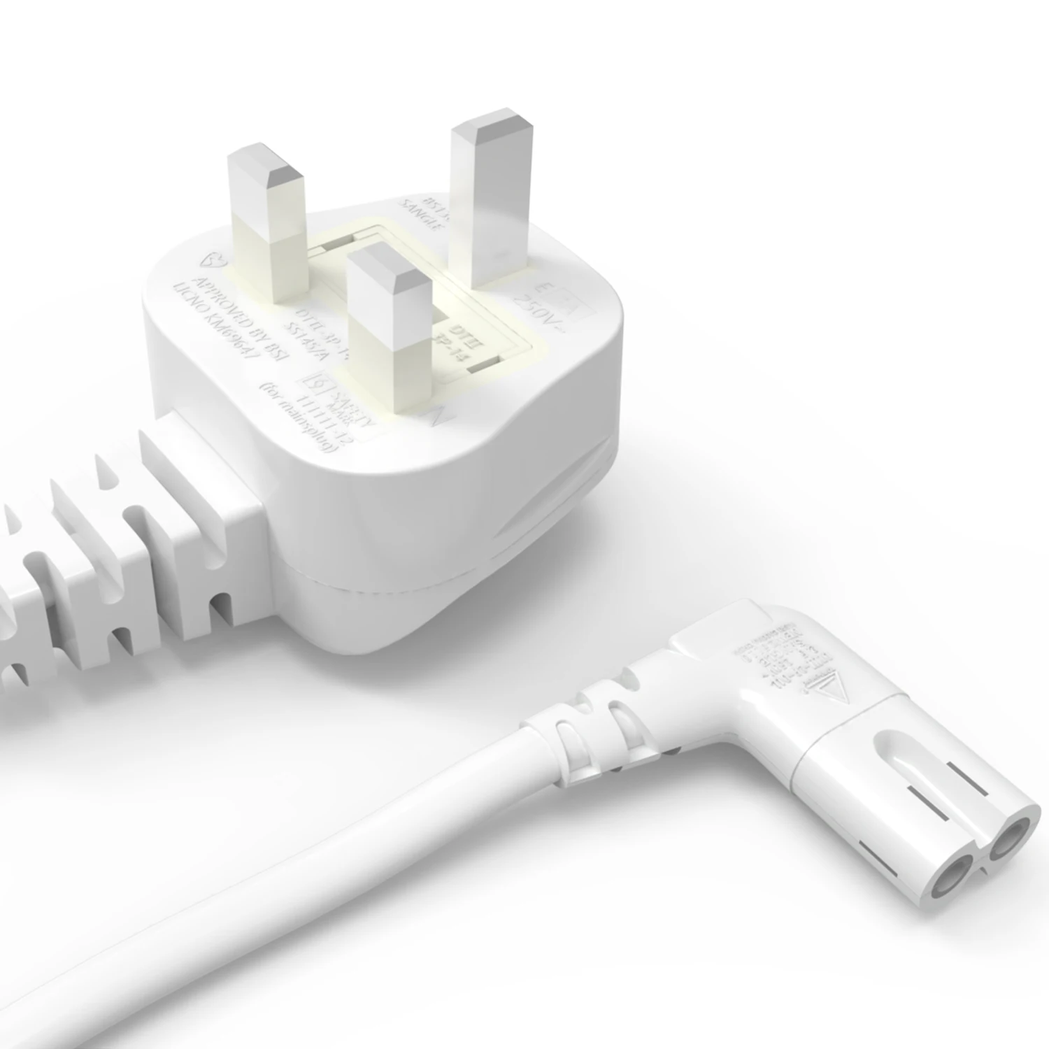 

5M White UK AC Power Cord 3 Prong to Angled 90 Degree IEC C7 Figure 8 for Samsung LG Sony Sharp LED TV, PS4 PS3 Power Cables