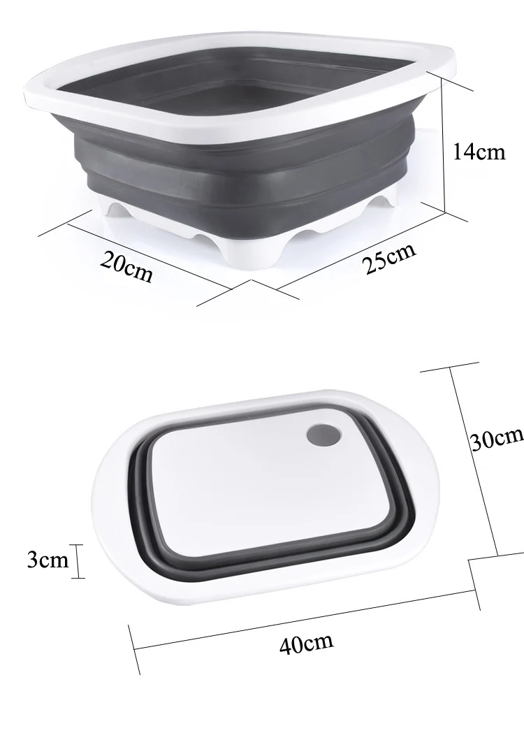 

Multifunction Cutting Board Foldable Drain Basket Collapsible Vegetable Basin Washing Colander Portable Kitchen Organizer IU005