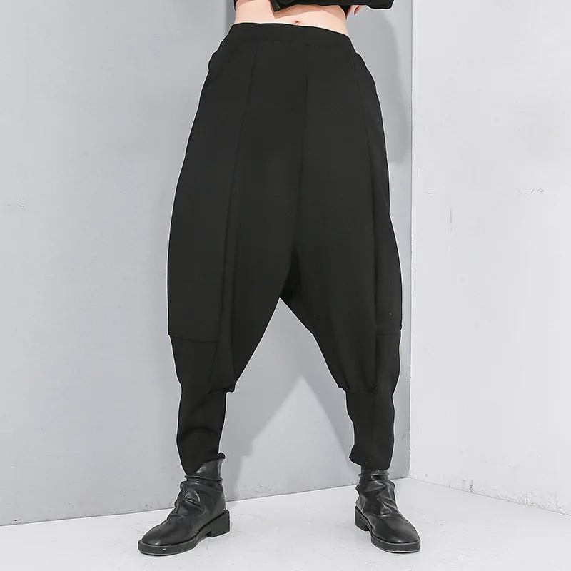 LANMREM/однотонные штаны шаровары с эластичной резинкой на талии женские