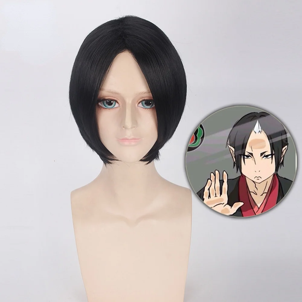 

Anime Hoozuki no Reitetsu HOZUKI Short Black Wig Cosplay Costume Nana Middle Part Synthetic Hair Wigs For Men
