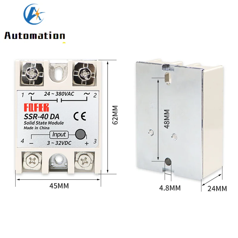 1pcs SSR-40DA 10DA 25DA 40DA 50DA 60DA 70DA 80DA 100DA Solid State Relay Module 3-32V DC Input 24-380VAC 10A-100A | Обустройство дома