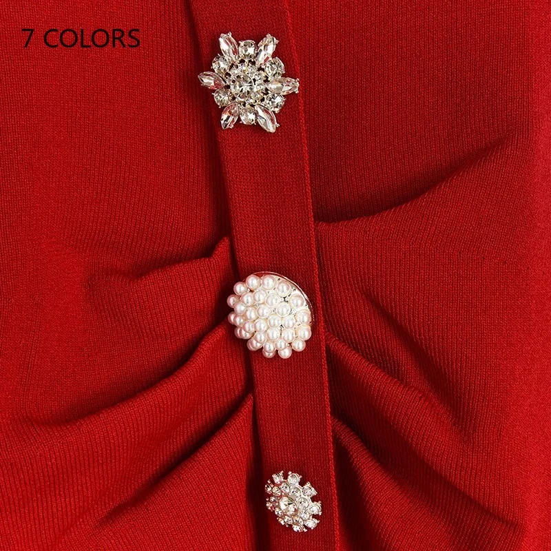 Вязаное черное летнее платье новинка 2020 V-образный вырез короткий рукав свитер