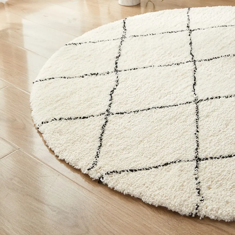 morocco black white geometric round carpet for living room home bedroom decor india cotton woven rug sofa coffee table floor mat free global shipping