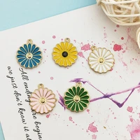 10pcs 1821mm daisy alloy enamel charms flower pendants charms diy accessories fit earrings bracelet jewelry meterials