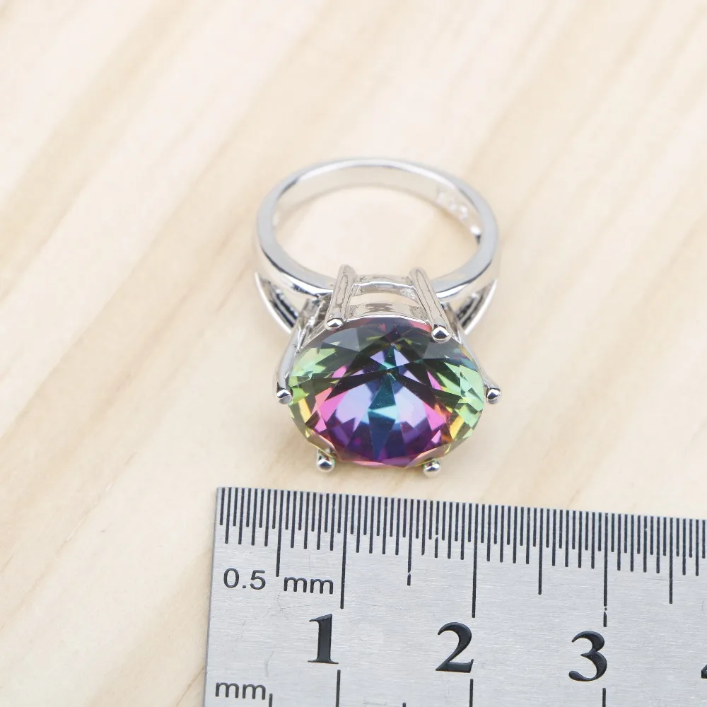 Набор свадебных украшений из серебра 925 пробы с радужным цирконием