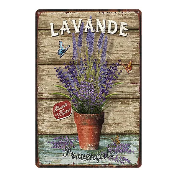 

Retro Vintage Metal Tin Sign Garden Beautiful Flowers Lavender Home Bar Kitchen Garden Wall Decor Sign 12X8Inch