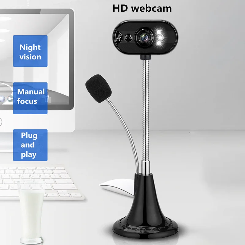

HD Web Camera Desktop Computer Notebook HD Video USB with Microphone Night Vision Camera