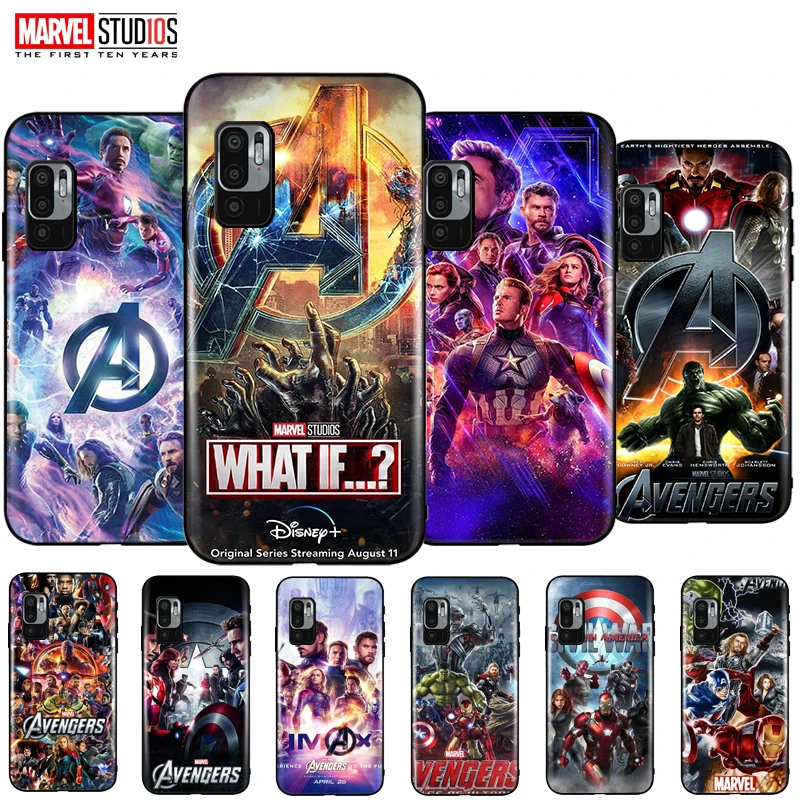 

Phone Case For Xiaomi Redmi Note 10 10T 5G Soft Funda Cover Marvel Avengers Iron Man SpiderMan Hulk Captain America Venom
