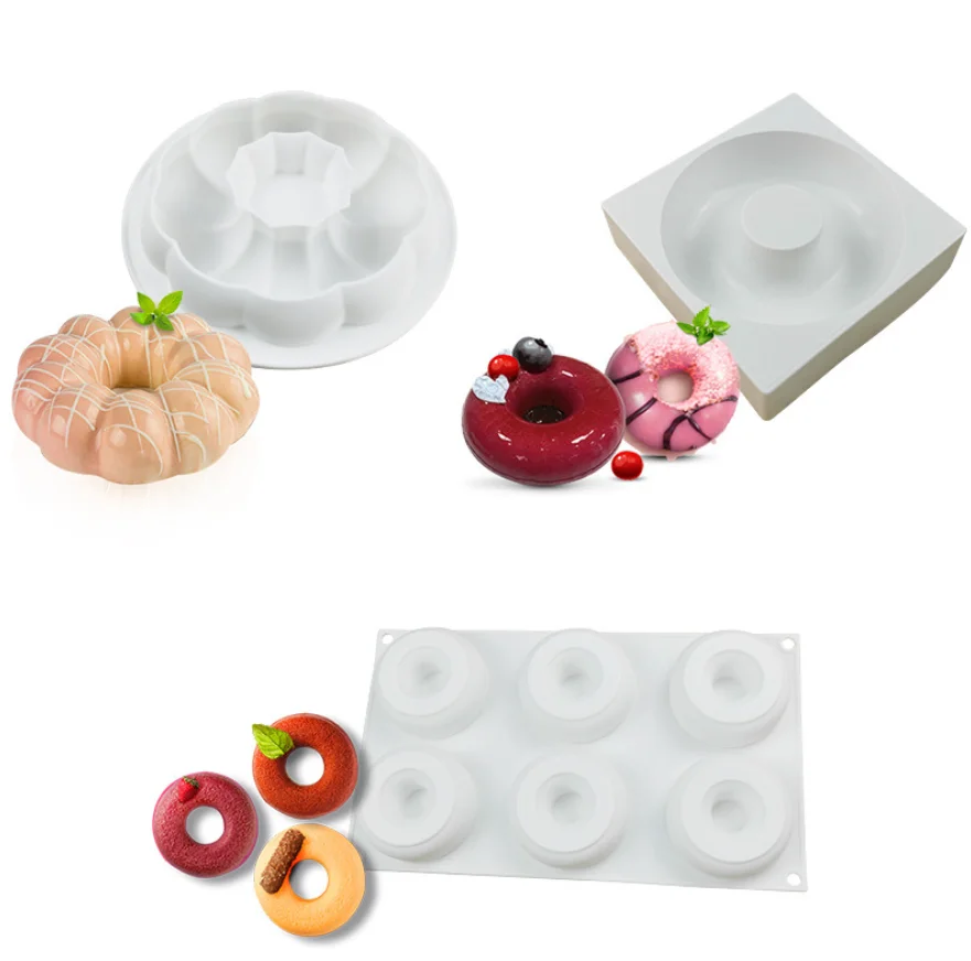

Epoxy Resin Candle Mold Crafts Souvenir Circular Petal Doughnut Mousse Cake Shape DIY Silicone Mold Decorative Accessories