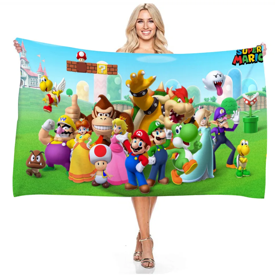 Прямоугольные банные полотенца серии Mario с 3d-цифровой печатью пляжные не