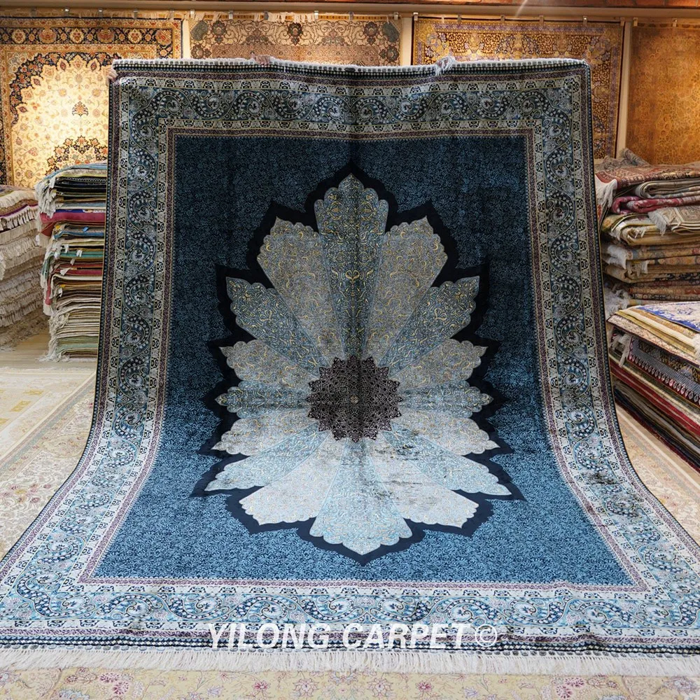 Kopen Yilong 8 'X 11' Chinese Handgeknoopte Zijden Tapijt Hand Gemaakt Hereke Tapijten (YWX139A)