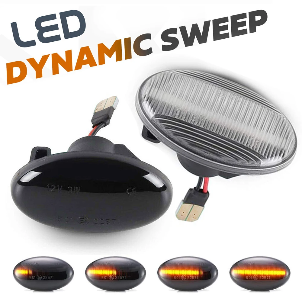 

2Pcs Dynamic LED Turn Signal Lights Side Marker Car Accessories for Smart 450 452 & Mercedes-Benz W168 W639 W447 Citan 415