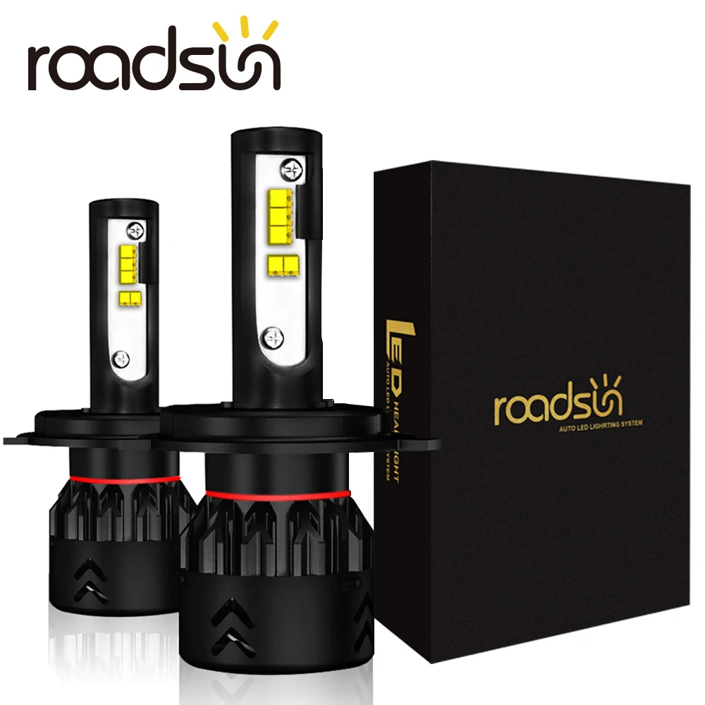 Roadsun Автомобильный свет светодиодный H4 H7 H11 H1 9005 9006 HB3 HB4 фар головного света с Lumi s