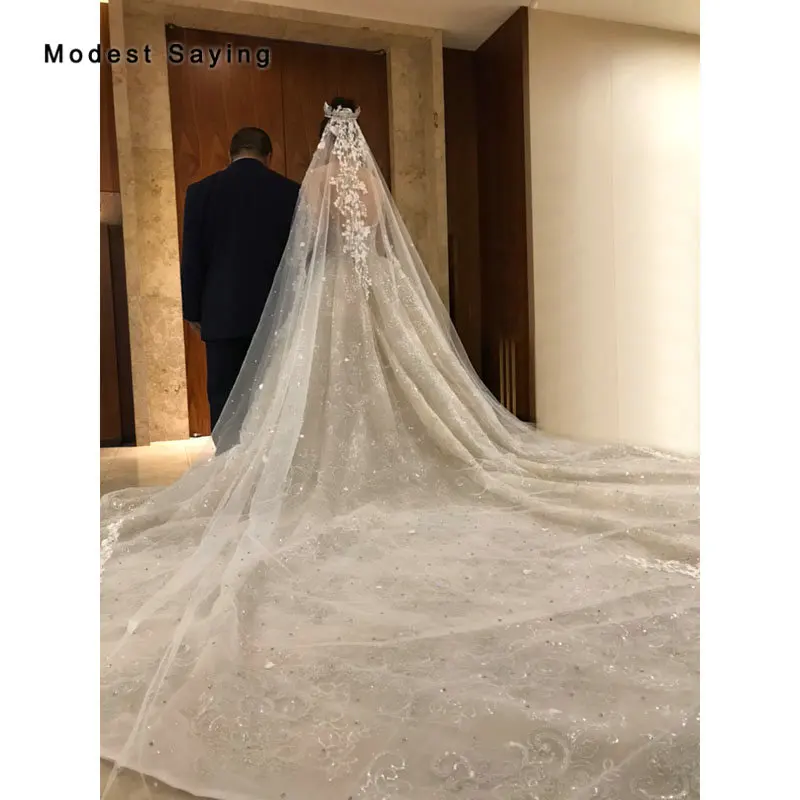 С блестящими бусинами цвета слоновой кости 5 метровый собор кружевная свадебная